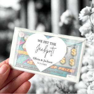 Adesivo Coração Bilhete de Loteria de Casamento Personalizado Nome