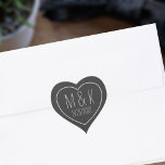 Adesivo Coração Black and White Chalk Heart Wedding Stickers<br><div class="desc">Add your initials and wedding date. Suitable for all chalkboard weddings.</div>