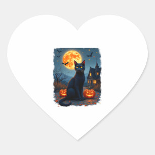 Adesivo Coração Black Cat Starry Night Van Gogh Pumpkins Bats Hall