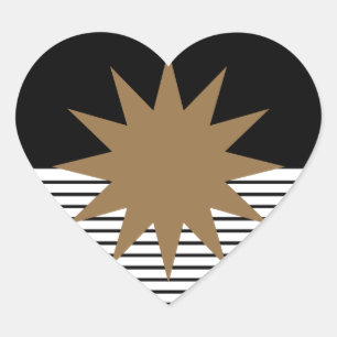 Adesivo Coração Black White Colorblock e Brown Sun