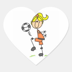 Adesivo Coração Blond Stick Figure Soccer Player Girl
