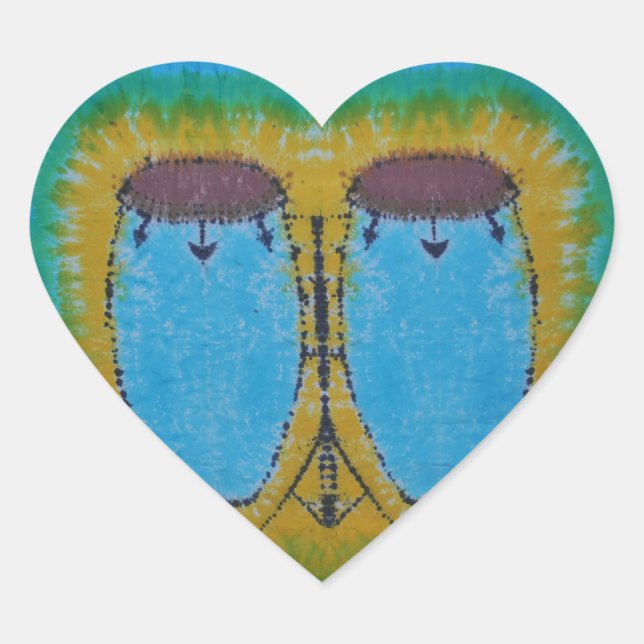 Adesivo Coração Blue Conga Drums Tie Dye (Frente)