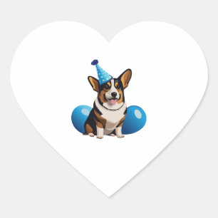 Adesivo Coração Blue Corgi Birthday Classic T-Shirt