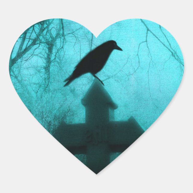 Adesivo Coração Blue Night Raven (Frente)