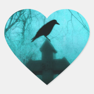 Adesivo Coração Blue Night Raven