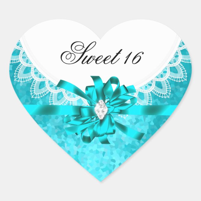 Adesivo Coração Blue Teal Sweet 16 Sweet 16 White Lace (Frente)