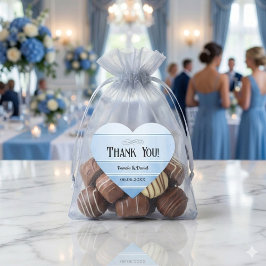 Adesivo Coração Blue Tone on Tone Striped Wedding Thank You