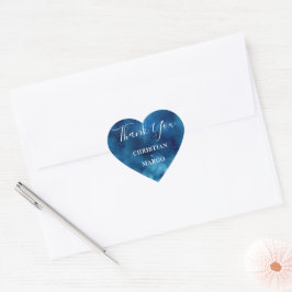 Adesivo Coração Blue Watercolor Heart Obrigado Vedante de Casament