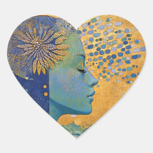 Adesivo Coração Blue Woman Heart Sticker