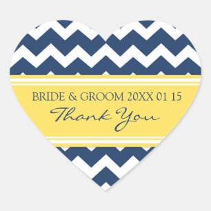 Adesivo Coração Blue Yellow Chevron Obrigado Marcar Favoritos