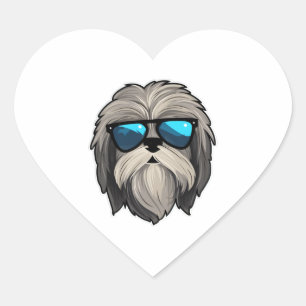 Adesivo Coração Bobo Óculos Lhasa Apso Clássico T-Shirt