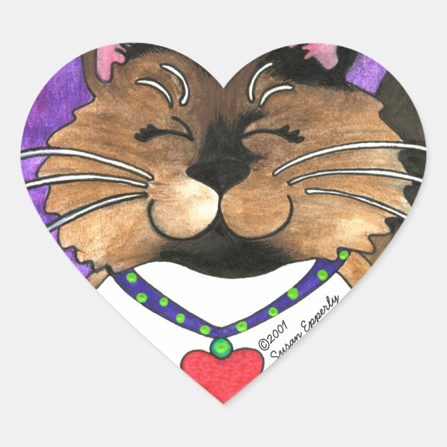 Adesivo Coração Boca-Boca-Boca-Gato De Gatinho Simesa Fluffy Ragdo (Frente)