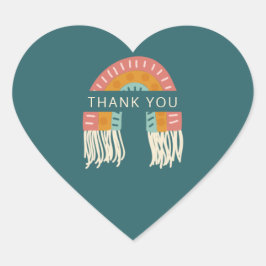 Adesivo Coração Boho Chá de fraldas Arco-Íris Obrigado