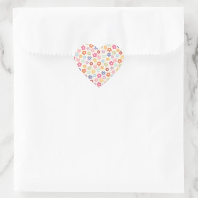 Adesivo Coração Boho Retro Daisy Flores do Verão 70 (Bolsa)
