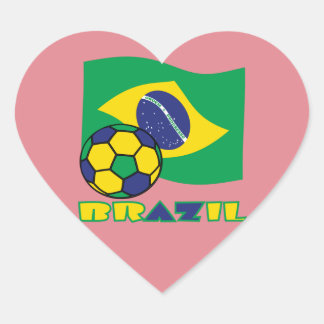 Adesivo Coração Bola de Futebol Brasil de Bandeira