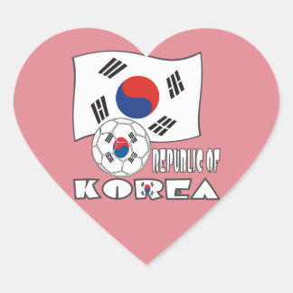 Adesivo Coração Bola de Futebol e Bandeira da República da Coreia