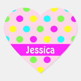 Adesivo Coração Bolinhas coloridas - Name Heart Sticker