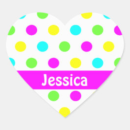 Adesivo Coração Bolinhas coloridas - Name Heart Sticker