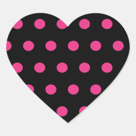 Adesivo Coração Bolinhas de coração (Preto e Neon Pink)