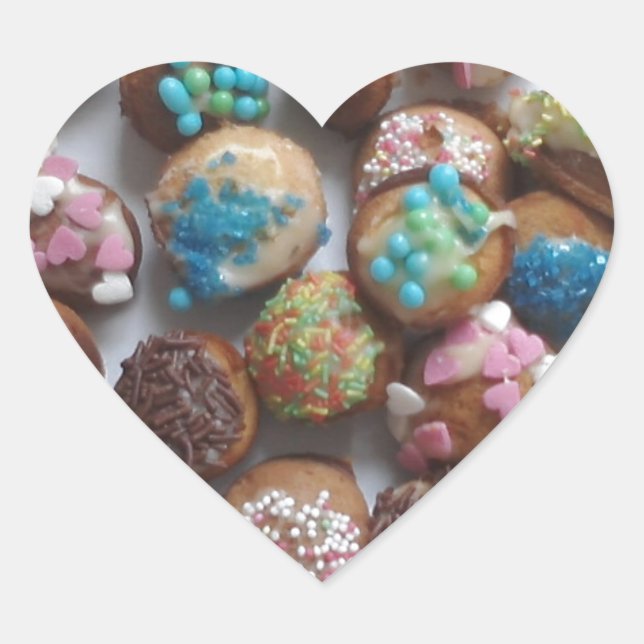 Adesivo Coração bolinhos de aniversário coloridos, comida, bolo de (Frente)