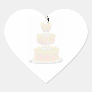 Adesivo Coração Bolo Contemporâneo de Casamento Pastel com Vidro d