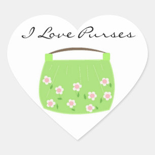 Adesivo Coração Bolsa Floral Verde Fofa