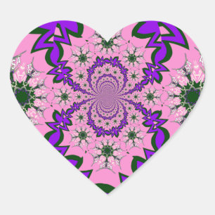 Adesivo Coração Bonita Bebê Rosa Floral Roxo-Forte Arte-Motif