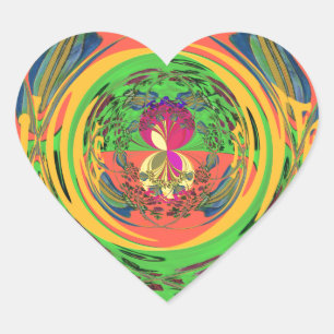 Adesivo Coração Bonita e Bonita Impressão de Arte Floral