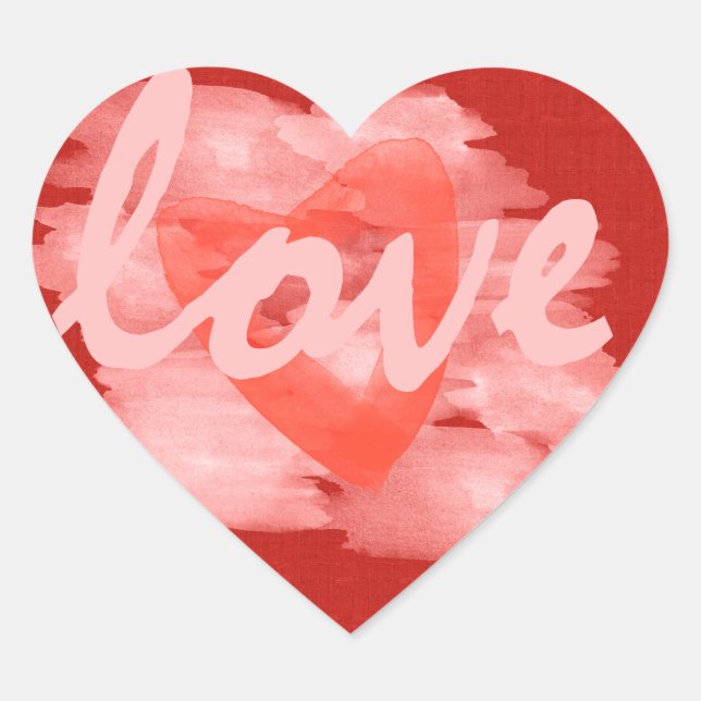 Adesivo Coração Bonito Aquarela Coração de Coração Obrigado Sticke (Frente)