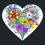 Adesivo Coração Bonito Coração Floral Colorida<br><div class="desc">Bonito coração floral ai art personalizado caneca de café. Flores roxas,  amarelas e vermelhas.</div>