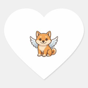 Adesivo Coração Bonito desenho animado Shiba Inu anjo felicidade d