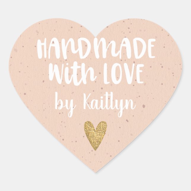 Adesivo Coração Bonito, Feita De Mão Com Amor (Frente)