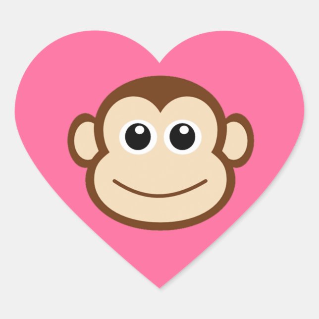Adesivo Coração Bonito Macaco-Bebê (Frente)