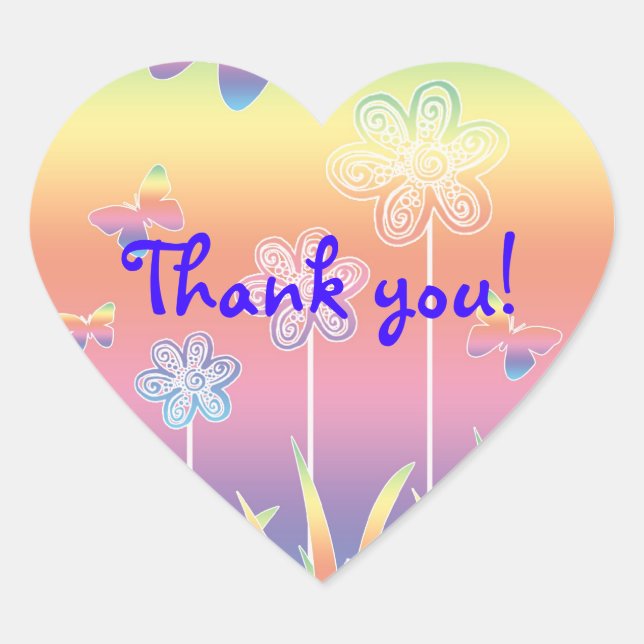 Adesivo Coração Bonito, Obrigado, Vinhetas. (Frente)