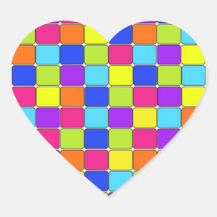 Adesivo Coração Bonito Padrão de Azulejo Mosaico Colorido Oferece-
