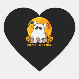 Adesivo Coração Boo Bulldog com Pumpkin Spider e Lua