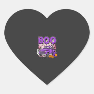 Adesivo Coração Boo Halloween Caminhão Roxo Fantasma e Abóboras De