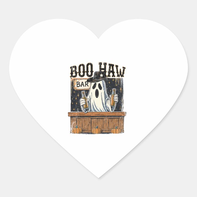 Adesivo Coração Boo Haw Retro Western Halloween (Frente)