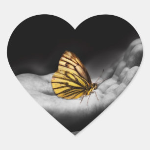 Adesivo Coração Borboleta na mão