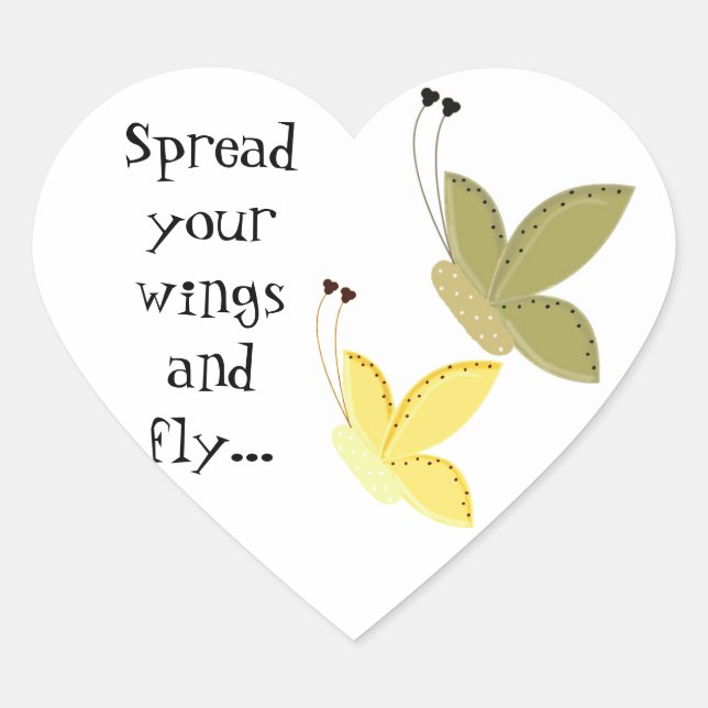 Adesivo Coração Borboletas bonito com Dizendo (Frente)