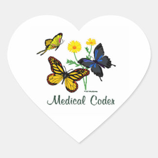 Adesivo Coração Borboletas de Codificação Médica