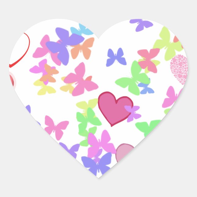 Adesivo Coração borboletas e corações (Frente)