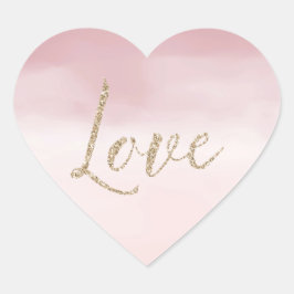 Adesivo Coração Borrão Rosa Cor-de-Água Dourada Largura Amor