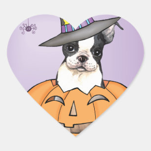 Adesivo Coração Boston Terrier Halloween