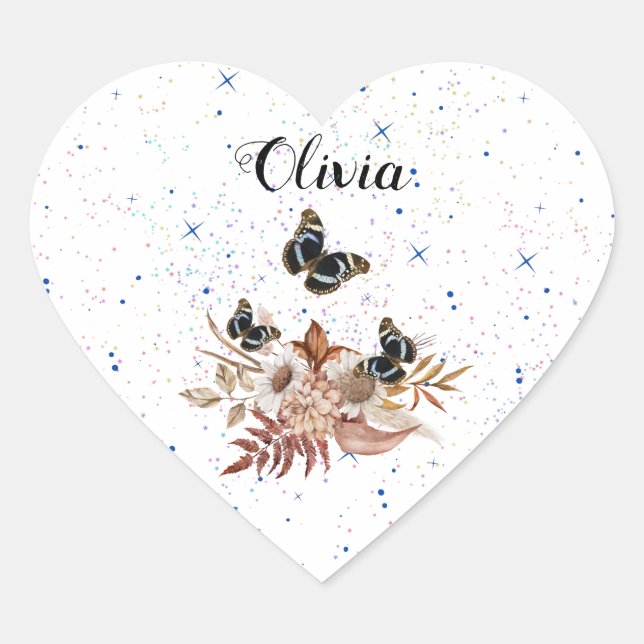 Adesivo Coração Bouquet floral blooming garden (Frente)