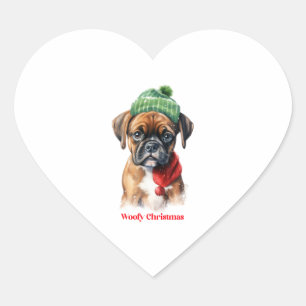Adesivo Coração Boxer Dog Natal X-Mas presente de desejo Woofy Chr