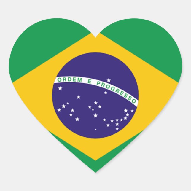 Adesivo Coração Brasil: Bandeira do Brasil (Frente)