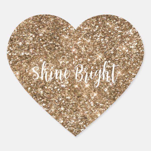 Adesivo Coração Brilhante Dourado com brilho (Frente)