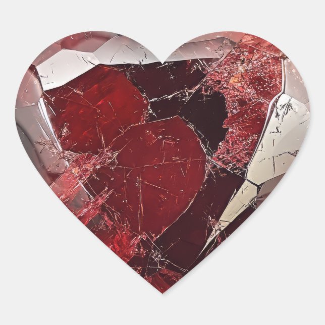 Adesivo Coração Brilhante Ilustração de Cristal Vermelho (Frente)