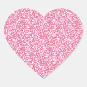 Adesivo Coração Brilhante Rosa Rosa Impresso